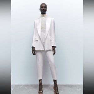 Bridal Blazer - White Satin, Zara, M
